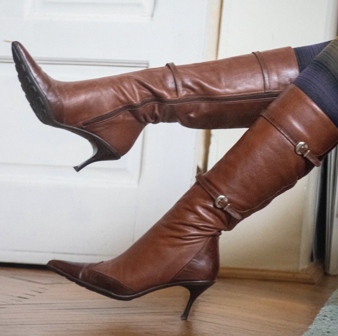 Vintage 90's Genuine leather kitten heel art deco boots y2k opium Size US 7 / IT 37 - 5 Thumbnail