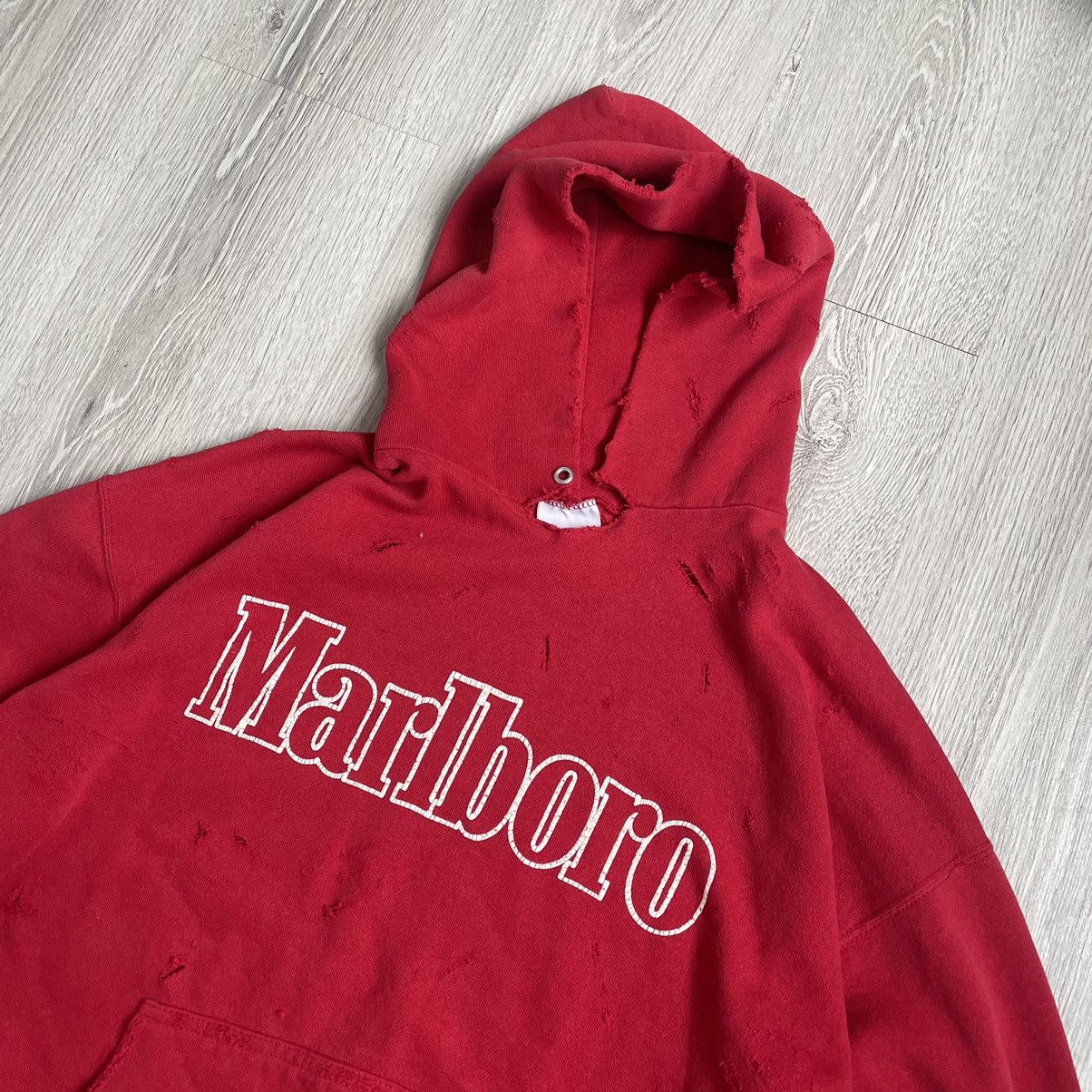 Marlboro Marlboro Distressed Hoodie Tultex 90s Size US XL / EU 56 / 4 - 1 Thumbnail