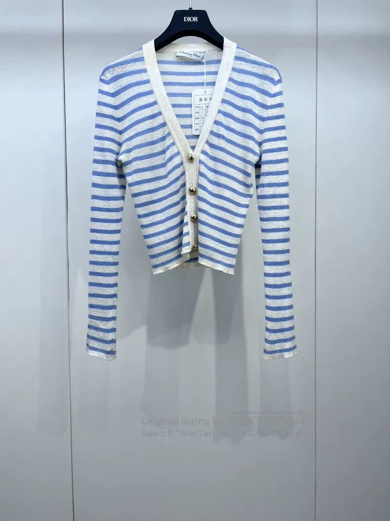 Dior Dior Blue and white striped knitted cardigan coat Size XS / US 0-2 / IT 36-38 - 1 Thumbnail