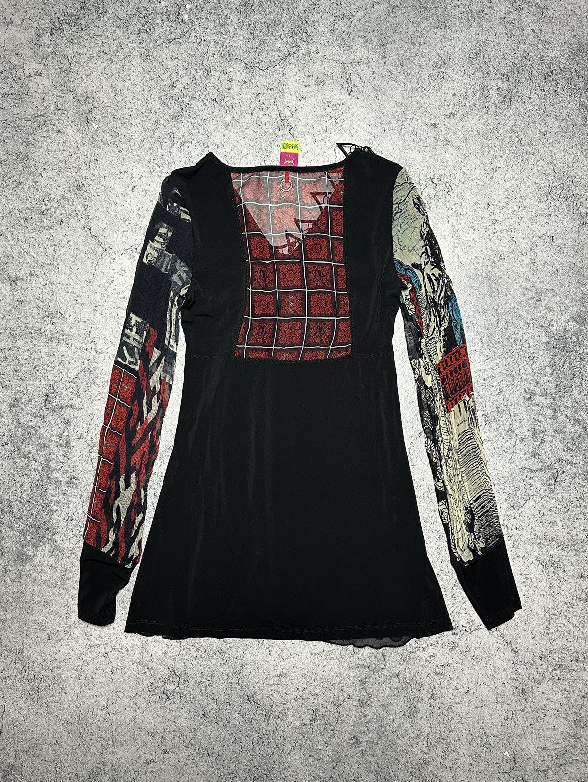 Jean Paul Gaultier Save The Queen Silk Mesh Printed Dress Top Size L / US 10 / IT 46 - 12 Thumbnail