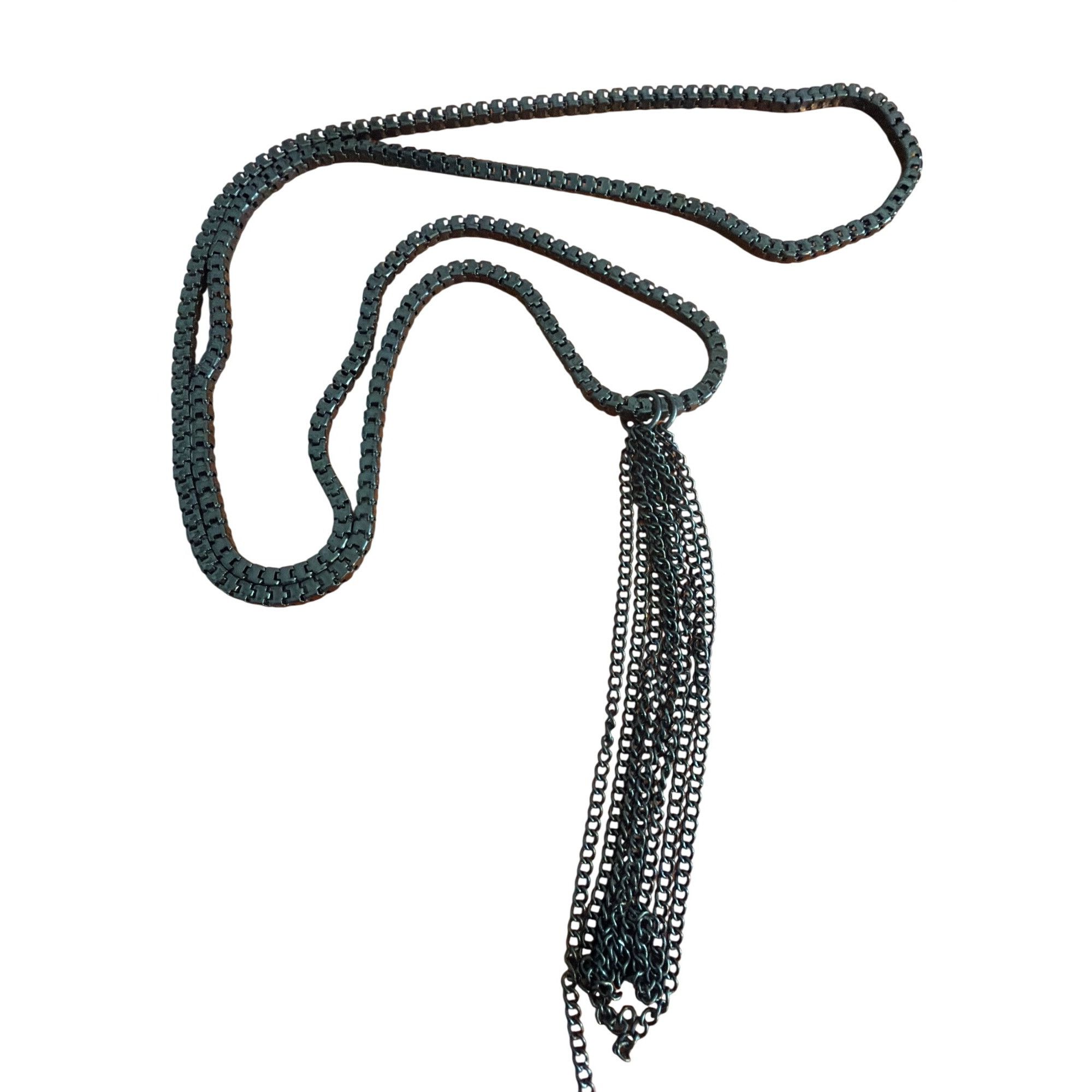 Other Black Box Chain Tassel Necklace Long Length Sleek Design No Size ONE SIZE - 2 Thumbnail