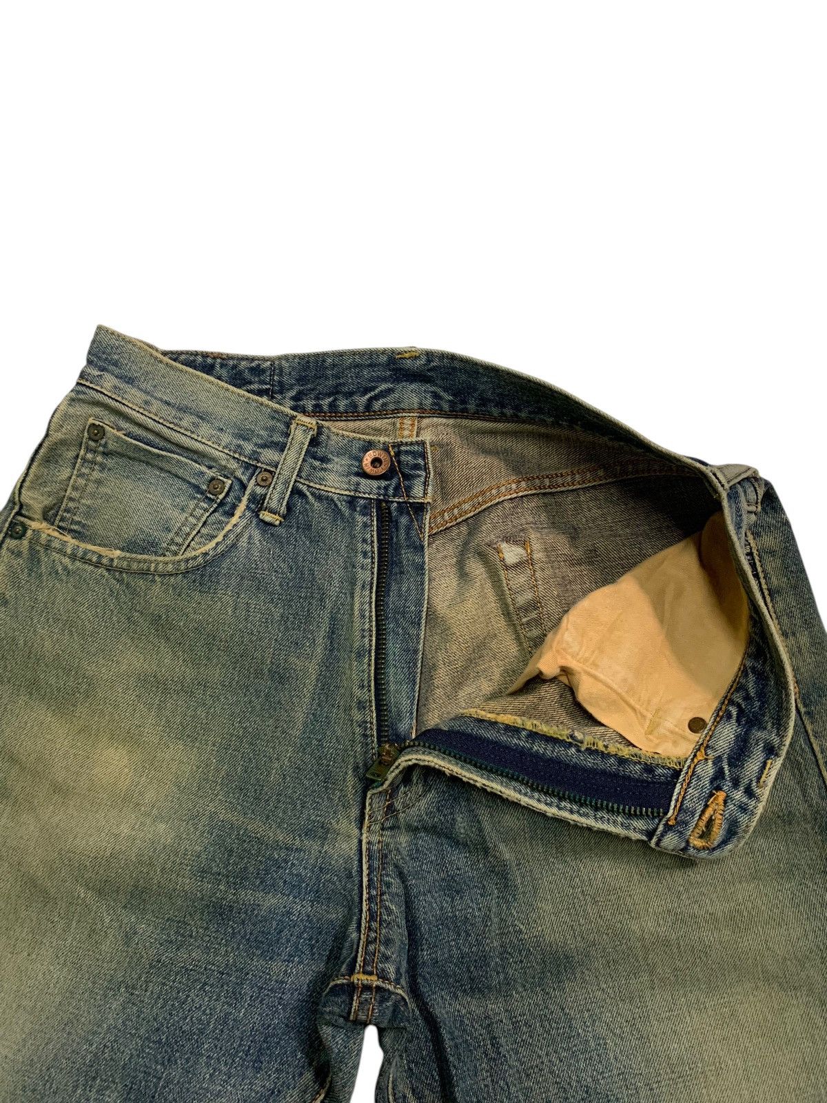 Kapital VINTAGE EDWIN 505X SELVEDGE BAGGY RUSTY DISTRESSED DENIM Size US 29 - 14 Thumbnail