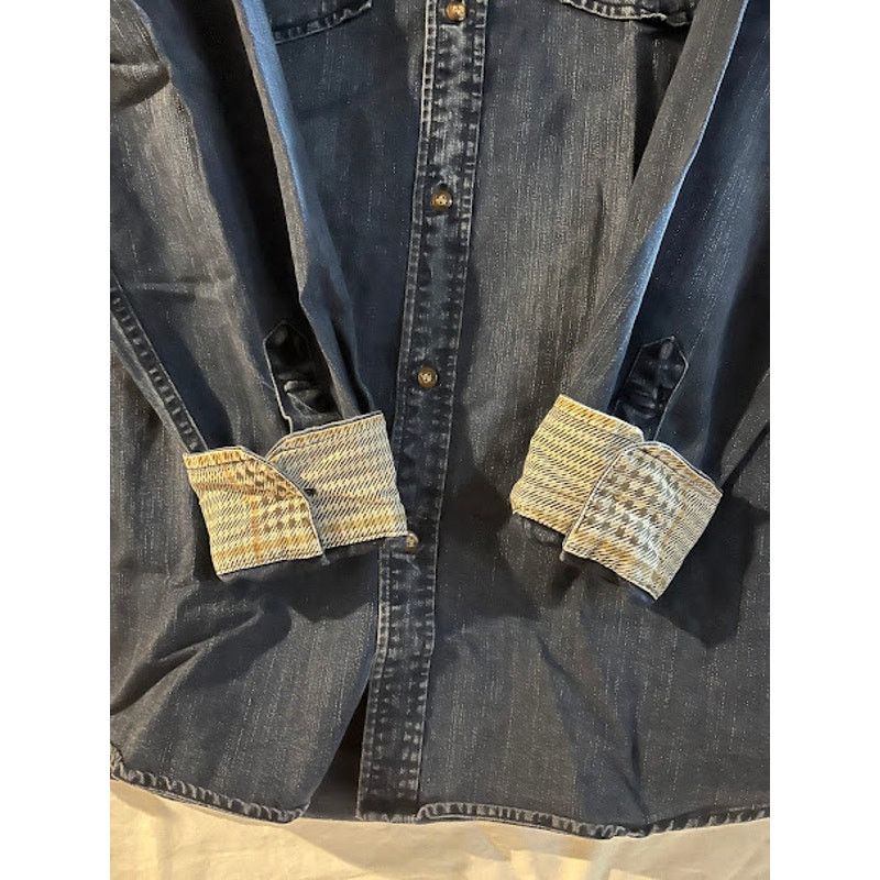 Joseph Abboud VTG Joseph Abboud Shirt Denim Button Down Plaid Cuffs Size L Size US L / EU 52-54 / 3 - 5 Thumbnail