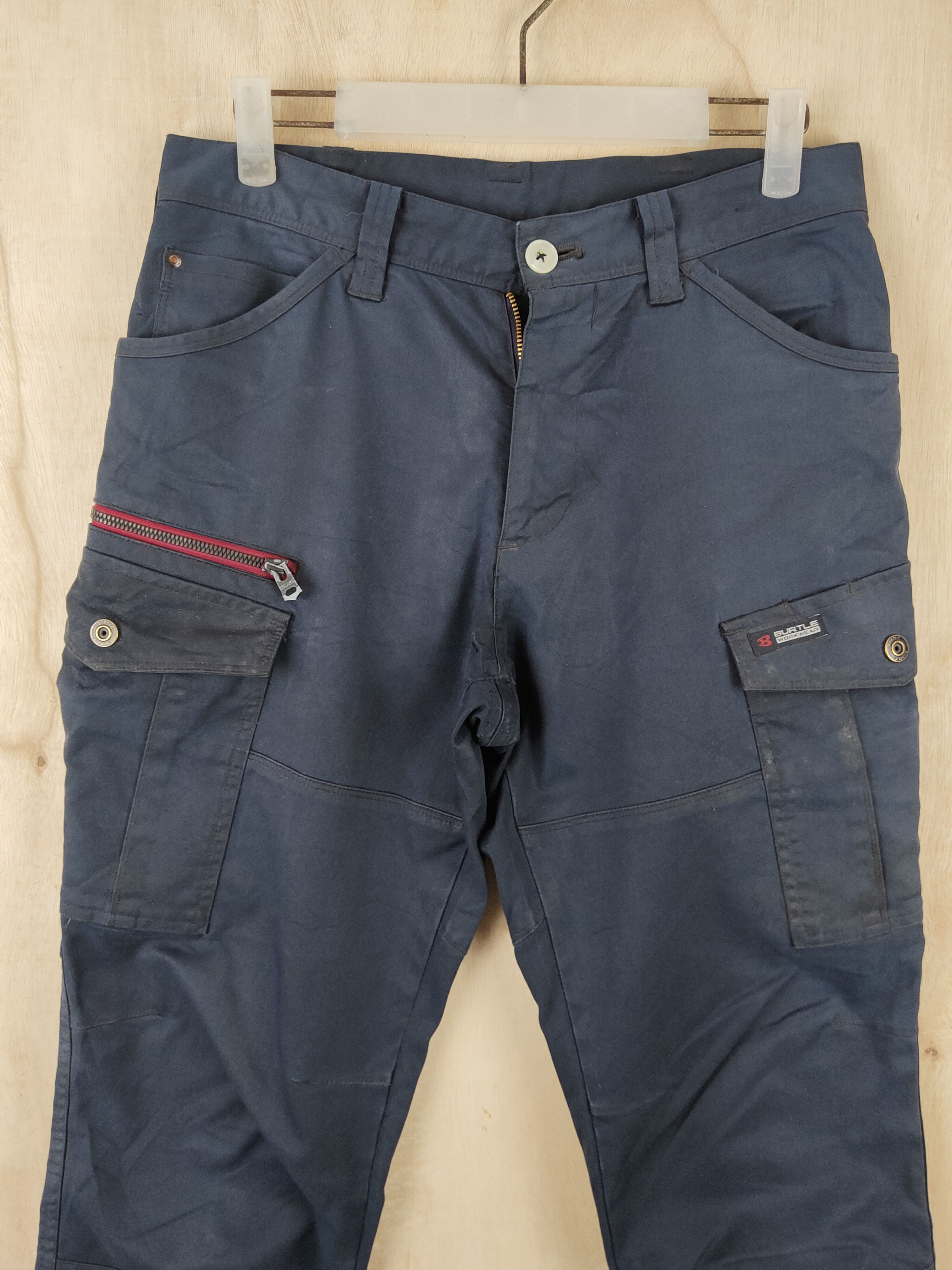 Japanese Brand Burtle Dark Blue Multipocket Tactical Cargo Pants #S2487 Size US 30 / EU 46 - 2 Thumbnail