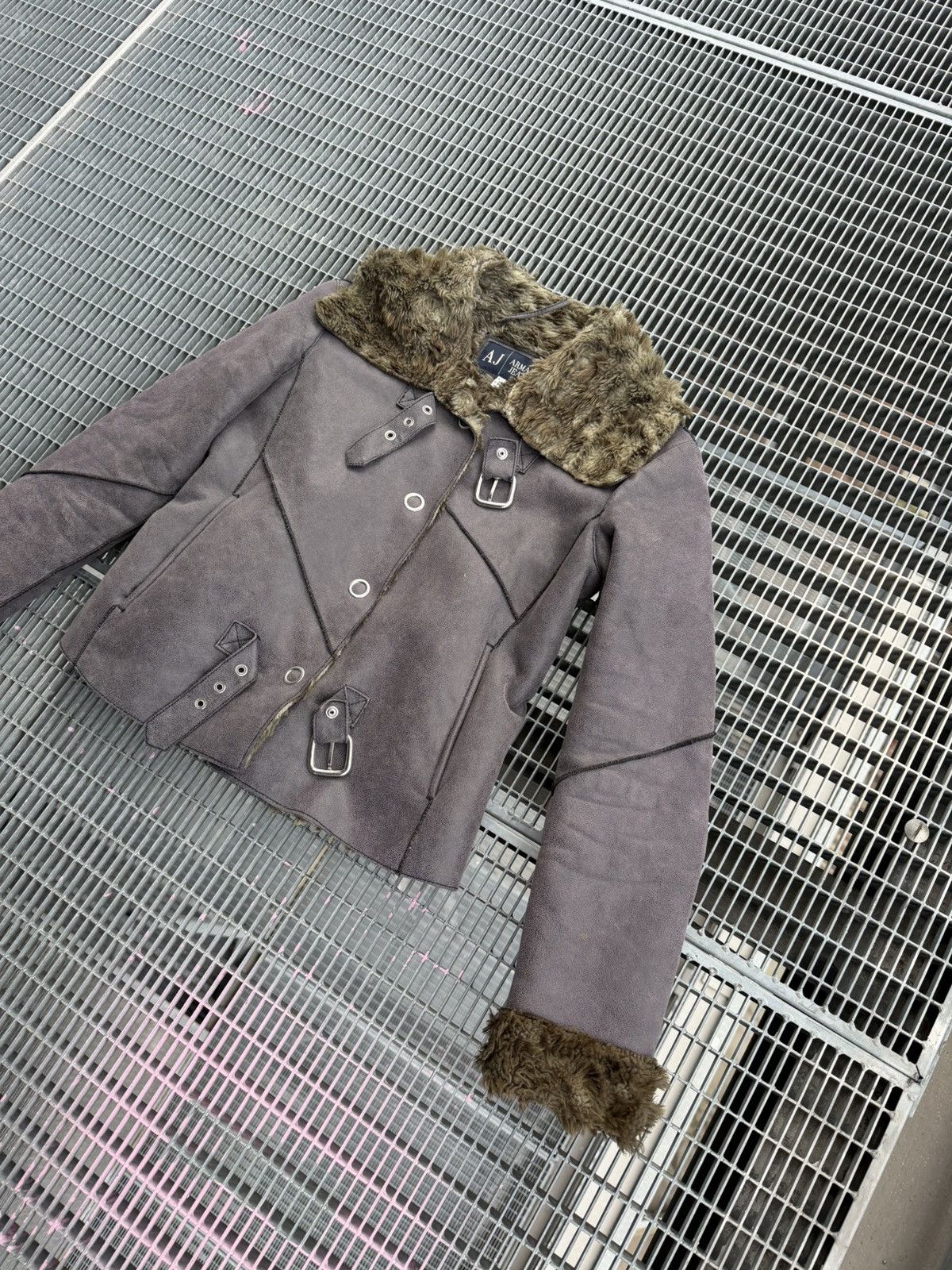 Armani Armani Jeans Suede Mohair Fuzzy Jacket Size S / US 4 / IT 40 - 2 Thumbnail