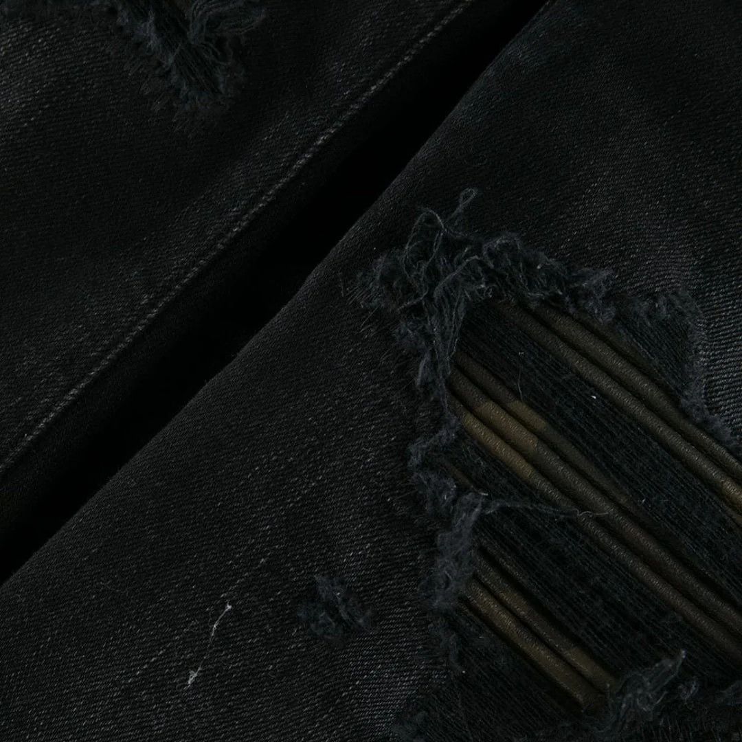Amiri o1gr1nt1124 Leather Camo Mx1 Jeans in Aged Black Size US 29 - 3 Thumbnail