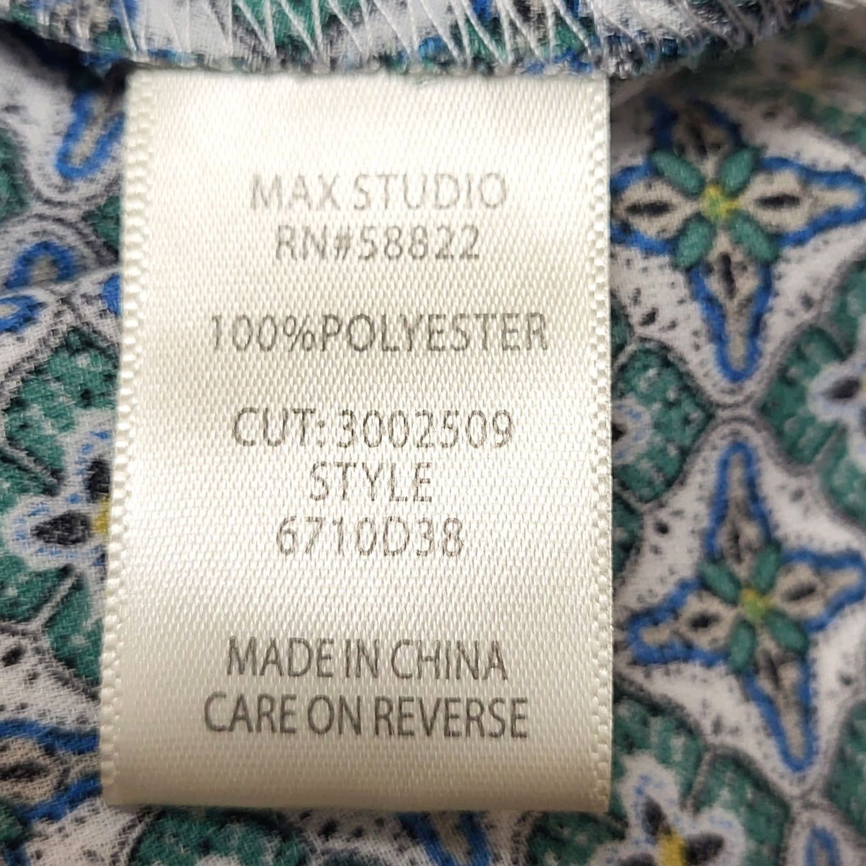 Vintage Max Studio Womens Medium Geometric Blouse - Blue Boho Peasant Size M / US 6-8 / IT 42-44 - 6 Thumbnail