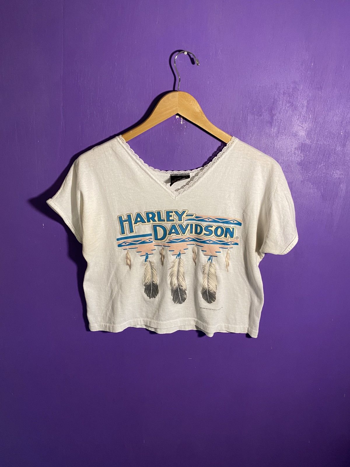 Harley Davidson Vintage 1991 Harley davidson feather logo crop top Size M / US 6-8 / IT 42-44 - 1 Thumbnail