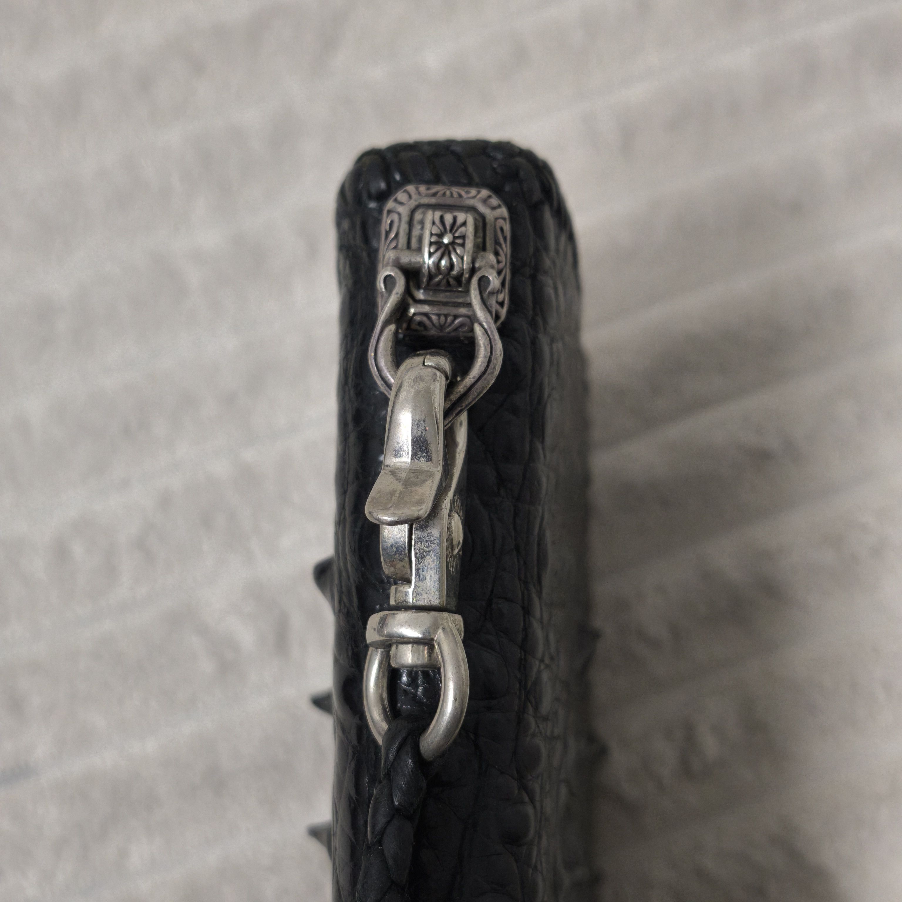 Japanese Brand Alzuni Crocodile Leather Long Wallet Silver Hardware Biker Size ONE SIZE - 6 Thumbnail