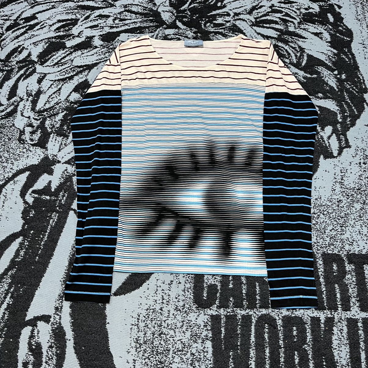 Prada Very Rare Prada Long Sleeve T-Shirt Big logo Avantgarde Size S / US 4 / IT 40 - 1 Thumbnail