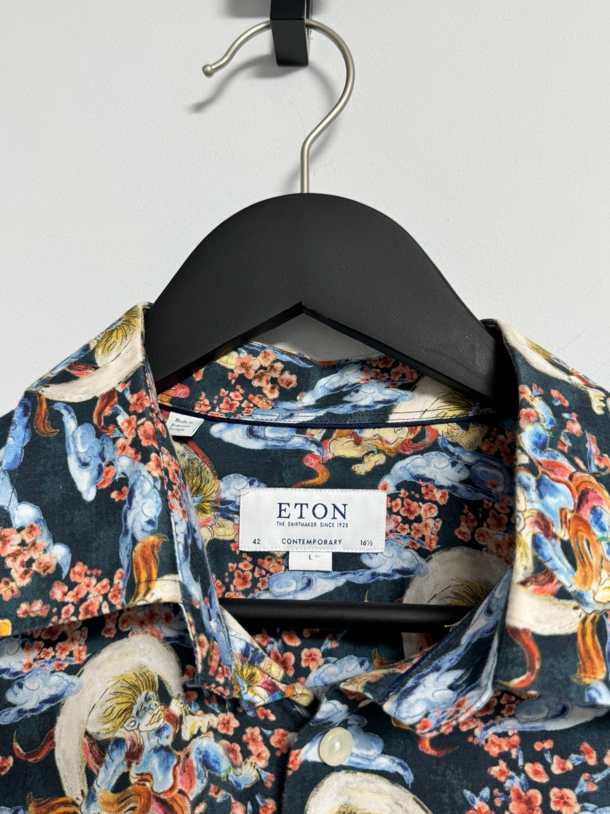 Eton Eton Mens AOP Gin Japanese Style Signature Twill Button Size US L / EU 52-54 / 3 - 6 Thumbnail