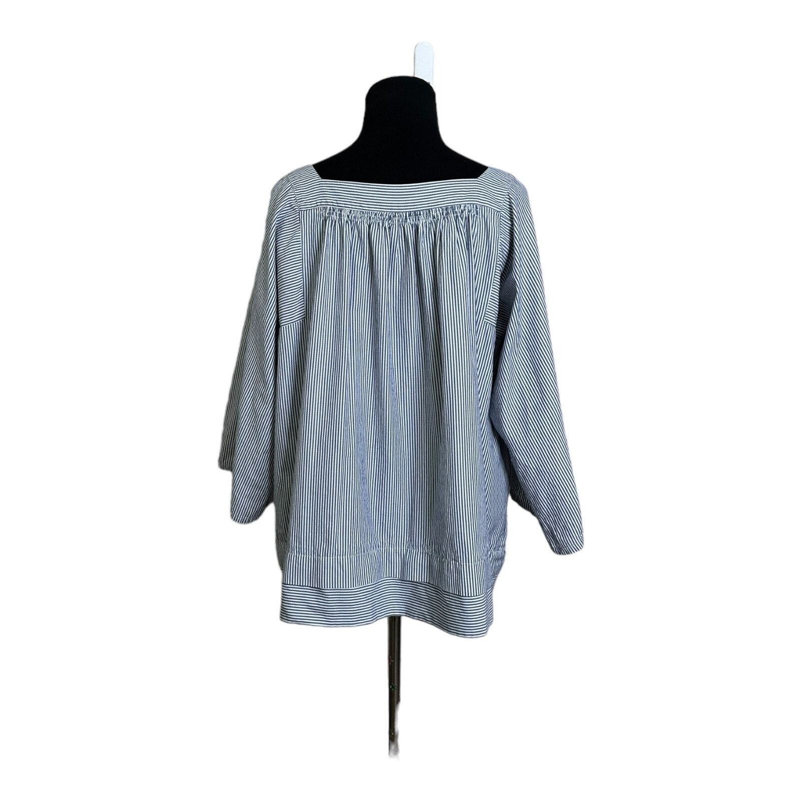 Vanessa Bruno Vanessa Bruno blue white stripes tunic top size 40/Medium Size M / US 6-8 / IT 42-44 - 2 Thumbnail