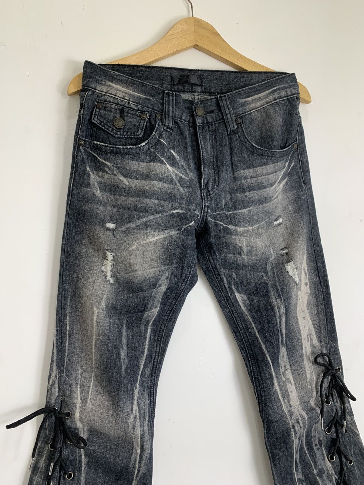 If Six Was Nine Lace up blackbaccara pant vkei style japanese brand Size US 30 / EU 46 - 3 Thumbnail