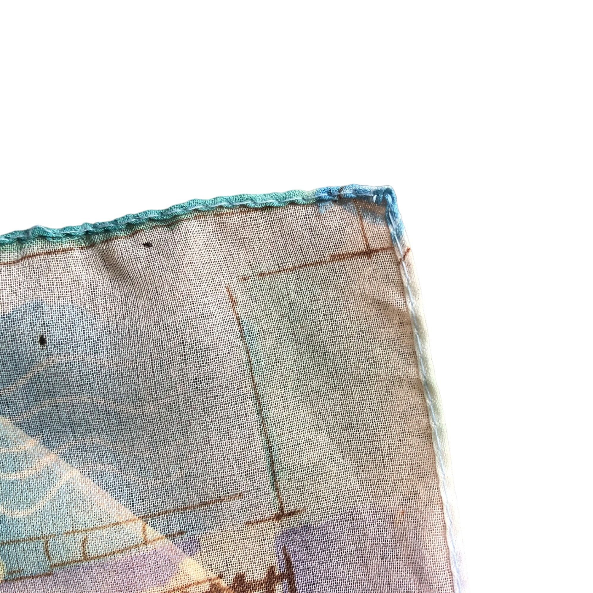 Vintage Vintage Basha Pastel Abstract Scenic Print Polyester Scarf Size ONE SIZE - 6 Thumbnail