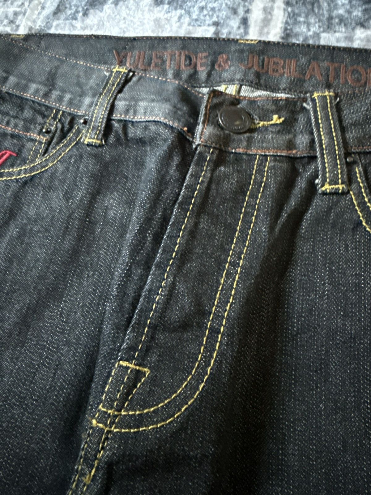 Japanese Brand Yuletide & Jubilation Skull Snake Tattoo Y2K Jeans Size US 32 / EU 48 - 14 Thumbnail