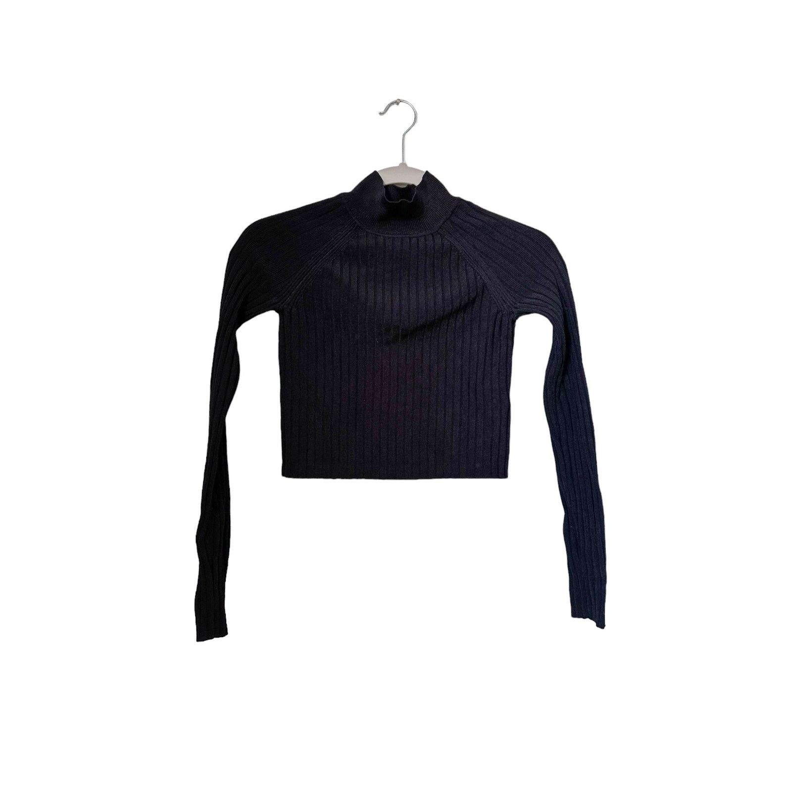 Topshop Topshop Black Ribbed Mock Neck Long Sleeve Top , Size 2 Size XS / US 0-2 / IT 36-38 - 1 Thumbnail