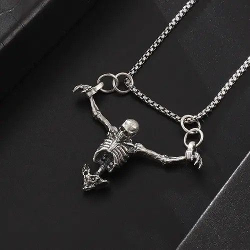 Jewelry Half Body Skull Pendant Necklace Size ONE SIZE - 1 Thumbnail