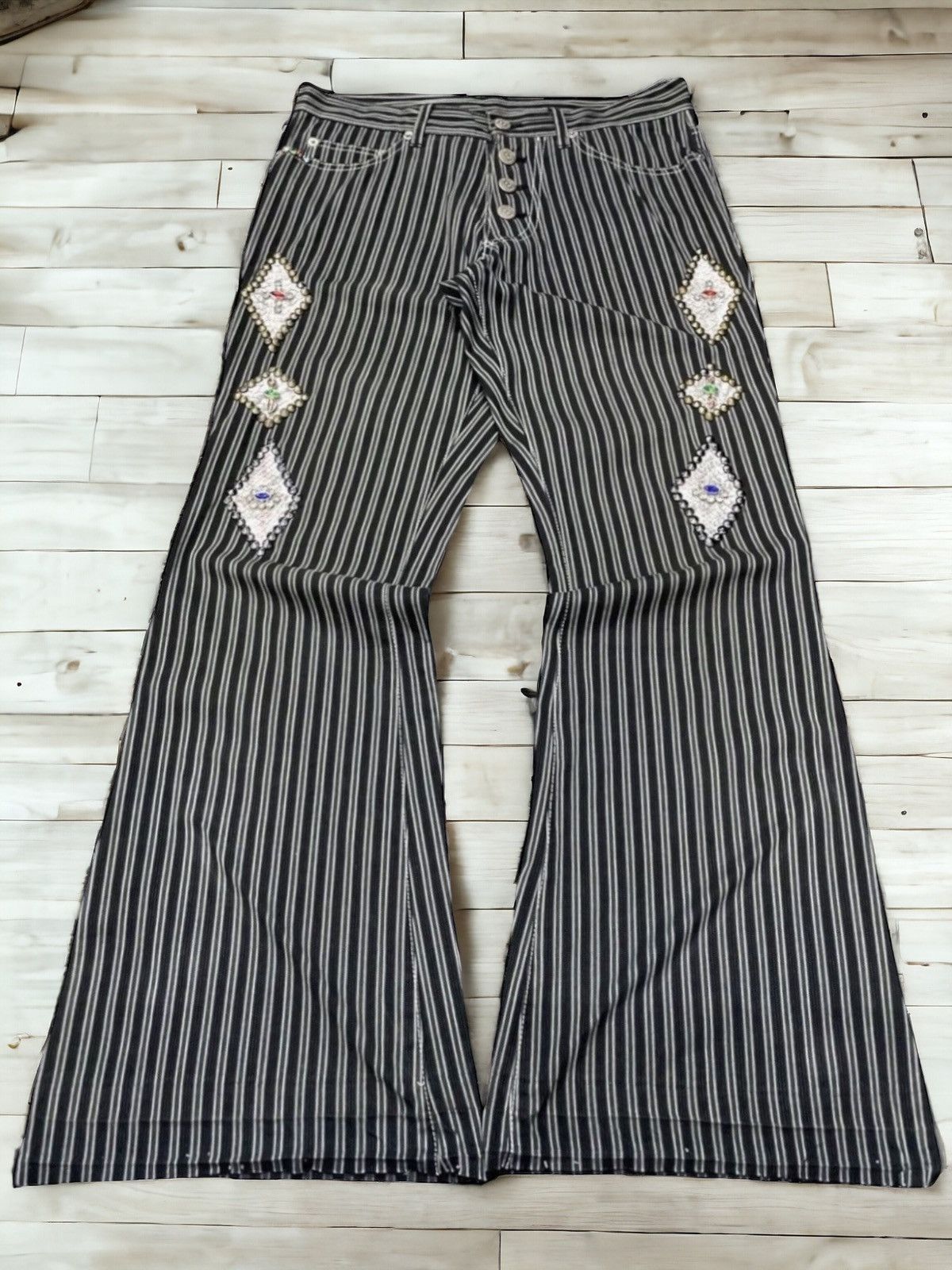 Kapital × Tornado Mart Tornado Mart Gemstone Stud Snake Skin Jacquard Flare Pants Size US 30 / EU 46 - 1 Thumbnail