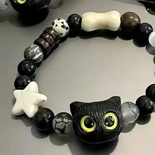 Jewelry Natural stone black cat bracelet Size ONE SIZE - 2 Thumbnail