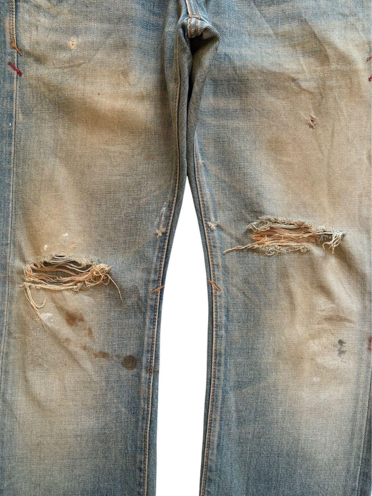 Japanese Brand Vintage Japanese Brand Selvedge Rusty Mud Wash Ripped Jeans Size US 35 - 6 Thumbnail
