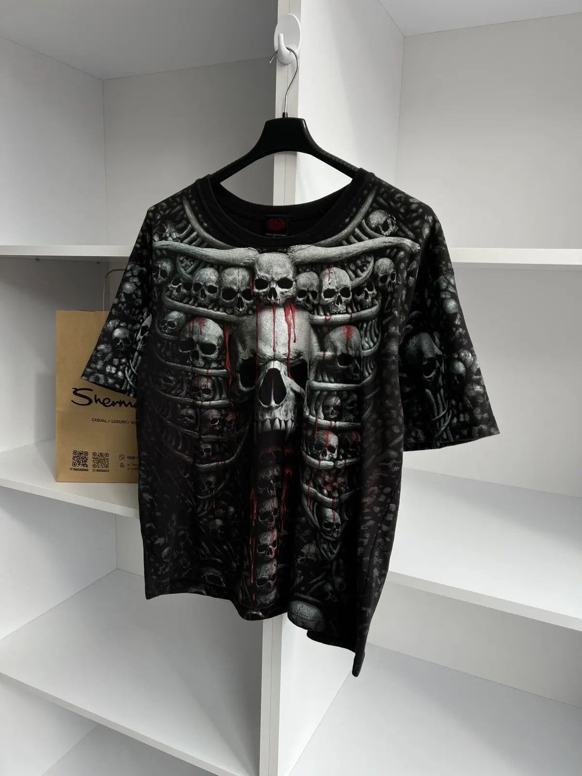 Band Tees × Vintage Vintage Spiral Y2k Skull Ed Hardy Style tee Size US XL / EU 56 / 4 - 5 Thumbnail
