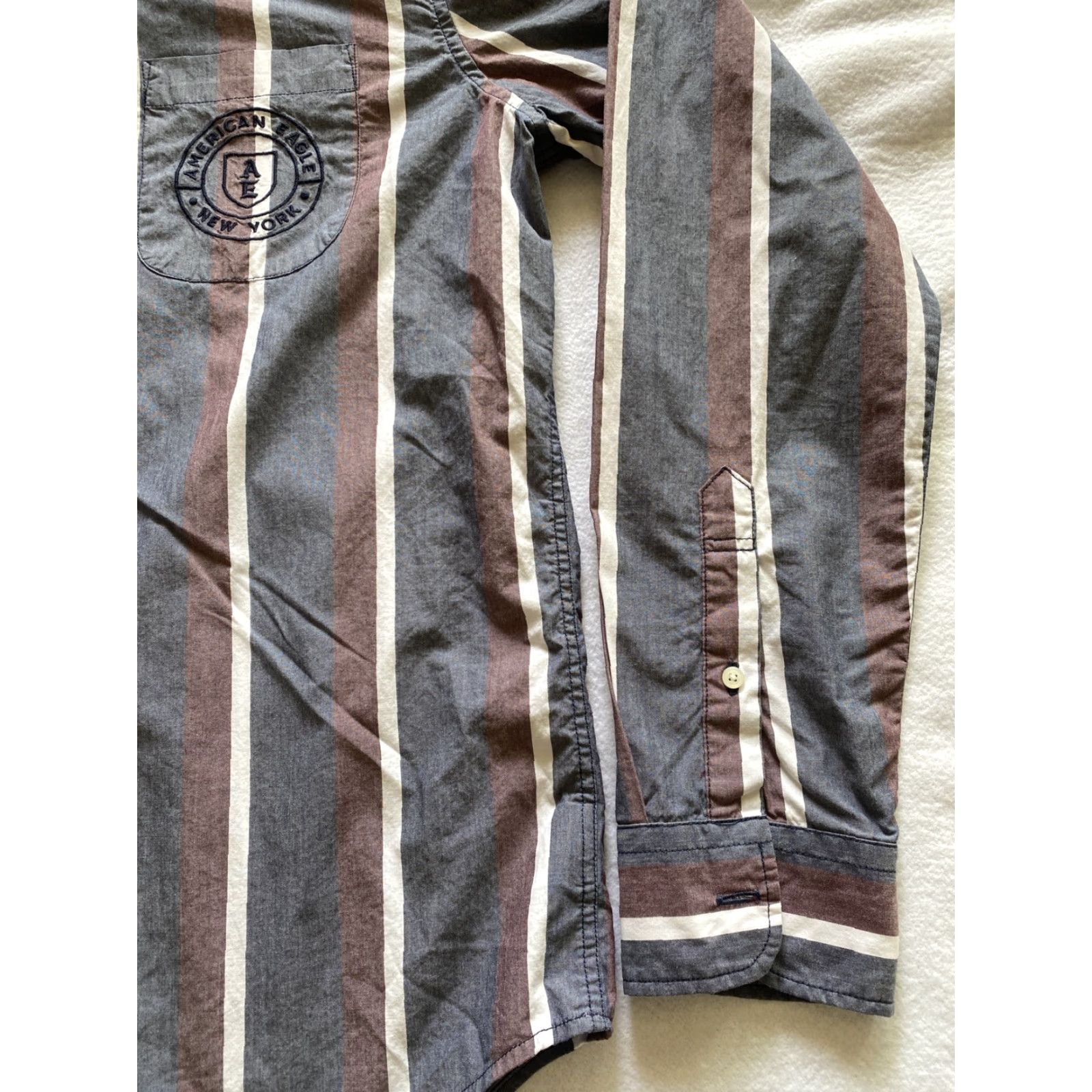 American Eagle Outfitters American Eagle Button Dress Shirt Men’s M Stripes Multicolor / 22-27 Size 40R - 3 Thumbnail