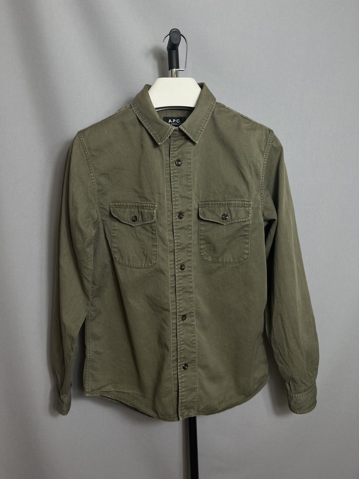 A.P.C. apc shirt dress button up cargo pockets mens green khaki Size US XS / EU 42 / 0 - 1 Thumbnail