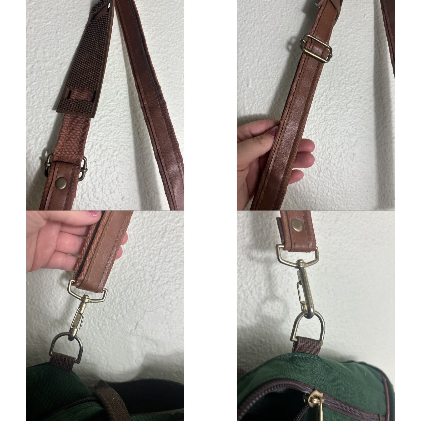 Vintage VINTAGE L.L. Bean Bag Duffel Travel Carry On 23"x16"x7" Green Leather Canvas Maroon Brass Hardware Womens Men’s Travel Bag Size ONE SIZE - 9 Thumbnail