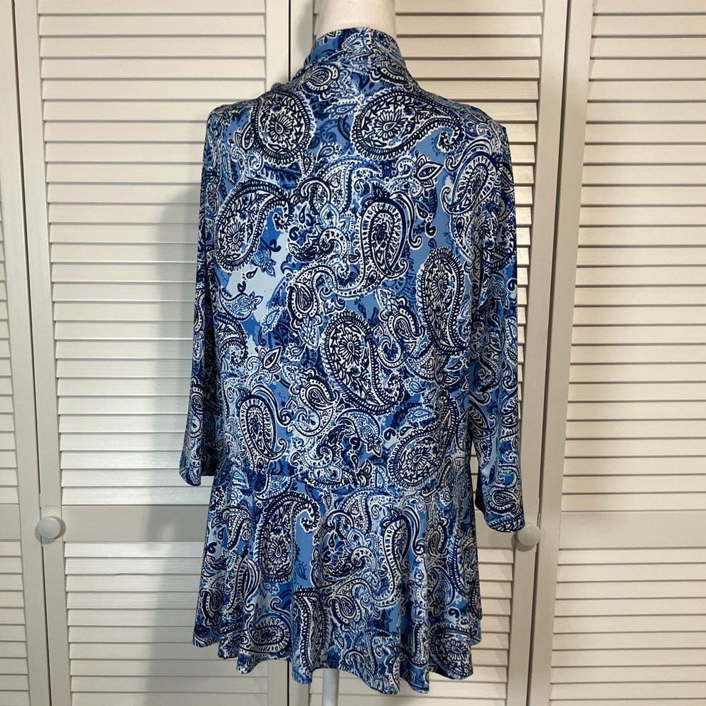 Other Slinky Brand Vintage Blue Paisley ¾ Sleeve Drape Cardigan M Size M / US 6-8 / IT 42-44 - 2 Thumbnail
