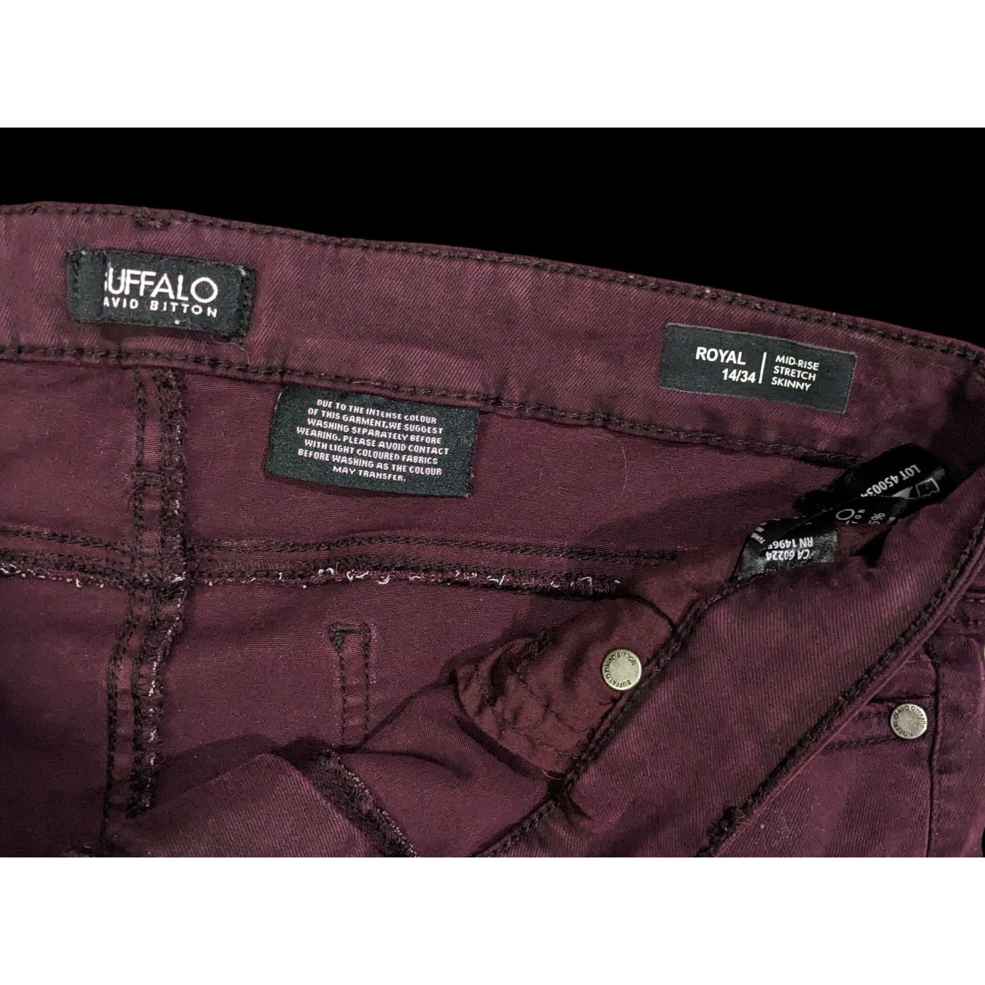 Buffalo David Bitton Burgundy Skinny Jeans from Buffalo by David Bitton Size 36" / US 14 / IT 50 - 3 Thumbnail