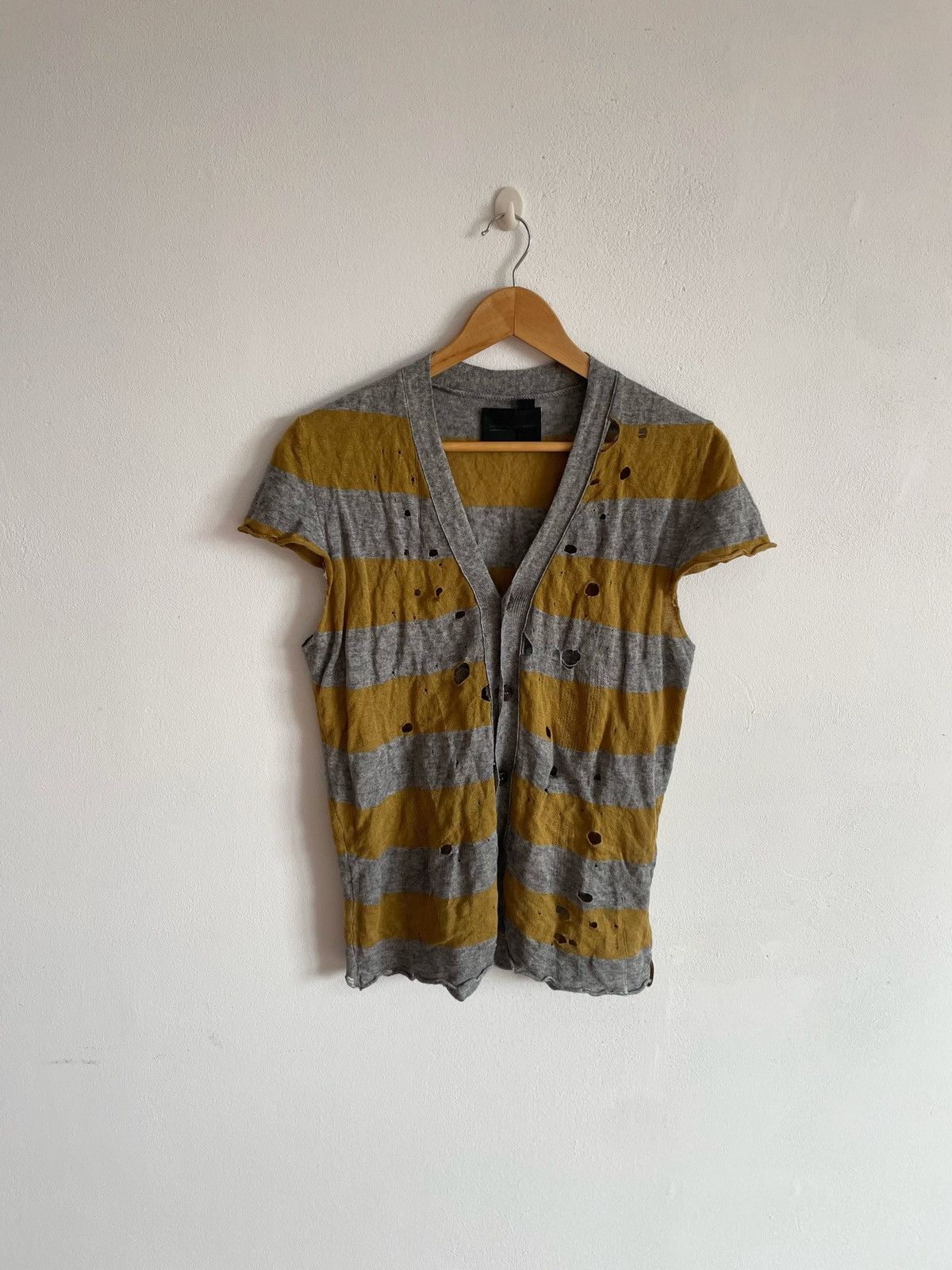 Diesel Black Gold Diesel Black Gold Distressed Assymetric Japan Cardigan Size S / US 4 / IT 40 - 1 Thumbnail