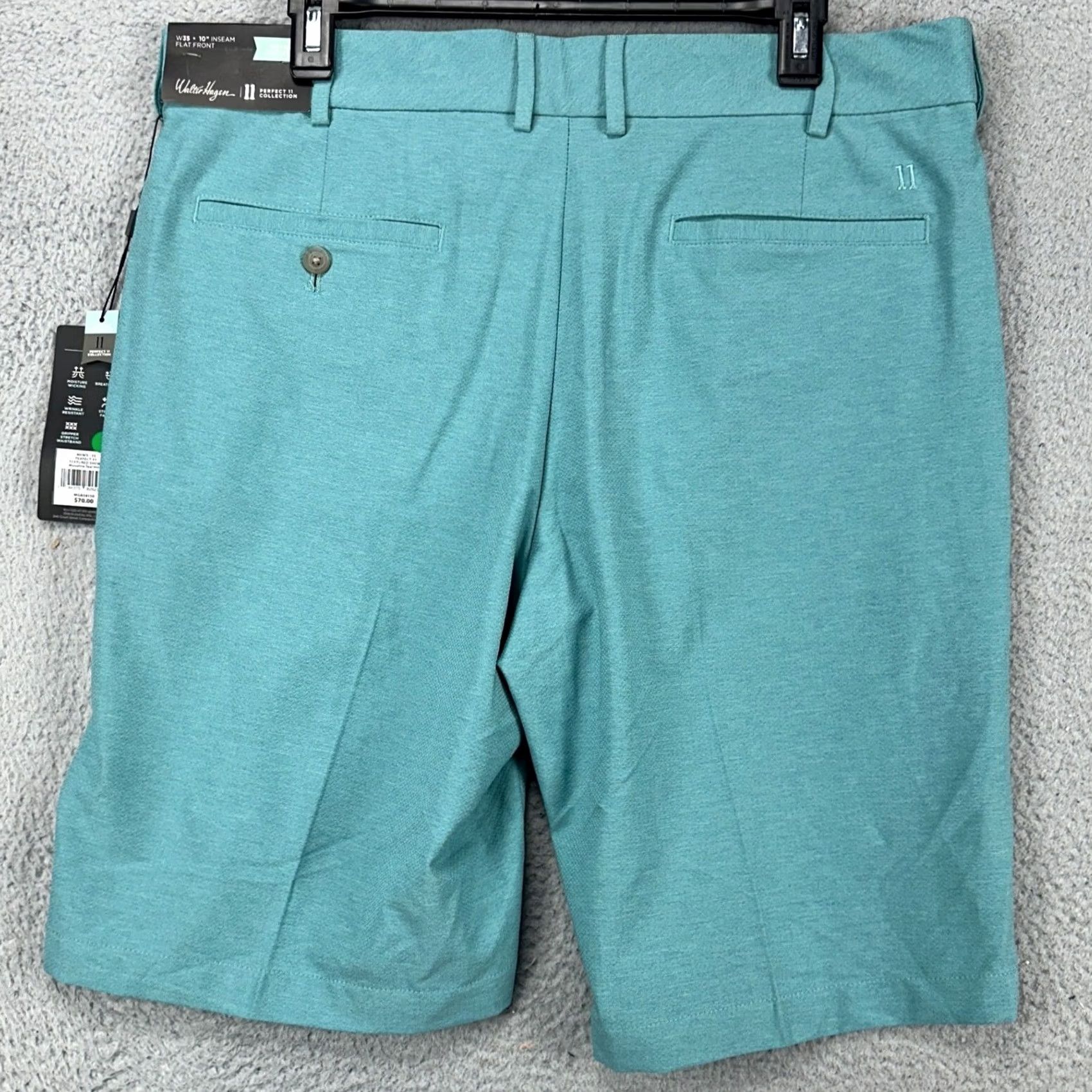 Vintage Walter Hagen Mens Chino Golf Shorts 35 Light Blue Flat Front Pocket Stretch NEW Size US 35 - 2 Thumbnail