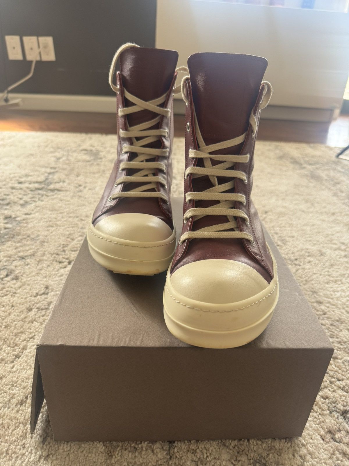 Rick Owens Rick owens High top lace up Ramones color dark fuchsia Size US 10.5 / EU 43-44 - 4 Thumbnail