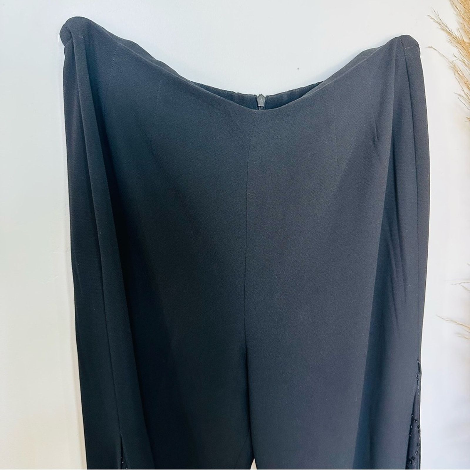 Vintage VINTAGE Black Sheer Beaded Sequins High Rise Wide Leg Pants Size 30" / US 8 / IT 44 - 7 Thumbnail