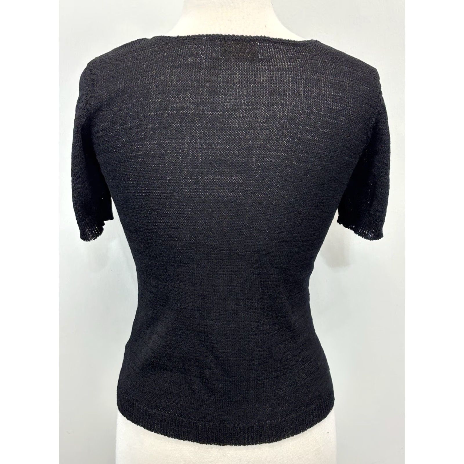 Vintage VINTAGE Dana B & Karen Knit Sweater Womens Small Black Short Sleeve Semi Sheer Goth Pullover Knit Rayon Blend Size S Womens Size S / US 4 / IT 40 - 3 Thumbnail