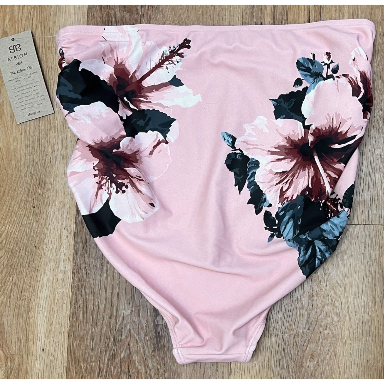Pinko Albion Bottoms Pink Floral High-Waisted Ruched L Women's Full Coverage NWT Size 36" / US 14 / IT 50 - 3 Thumbnail