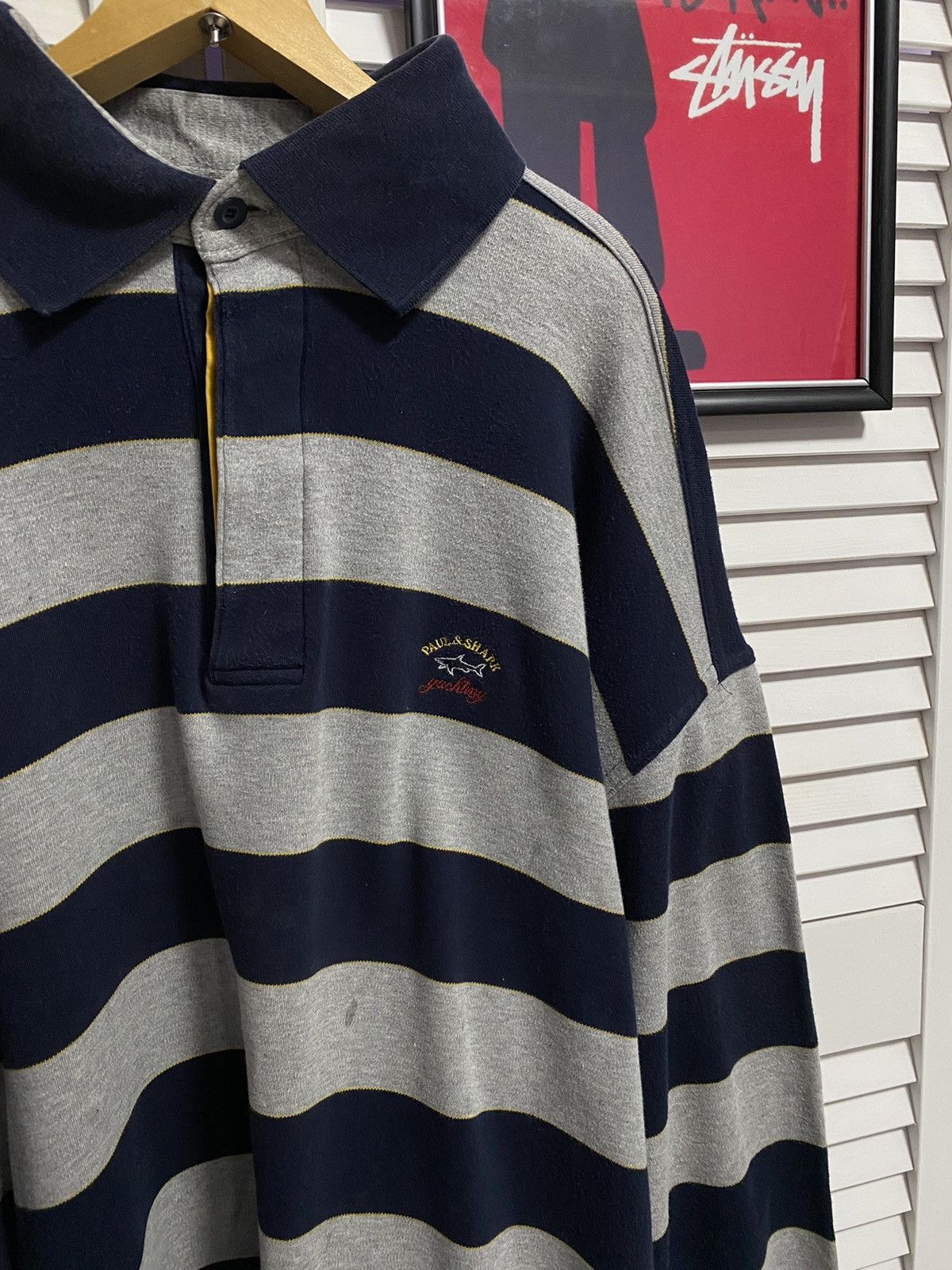 Paul & Shark × Vintage Vintage Longsleeve Rugby Shirts Paul Shark Yachting Striped Size US L / EU 52-54 / 3 - 5 Thumbnail