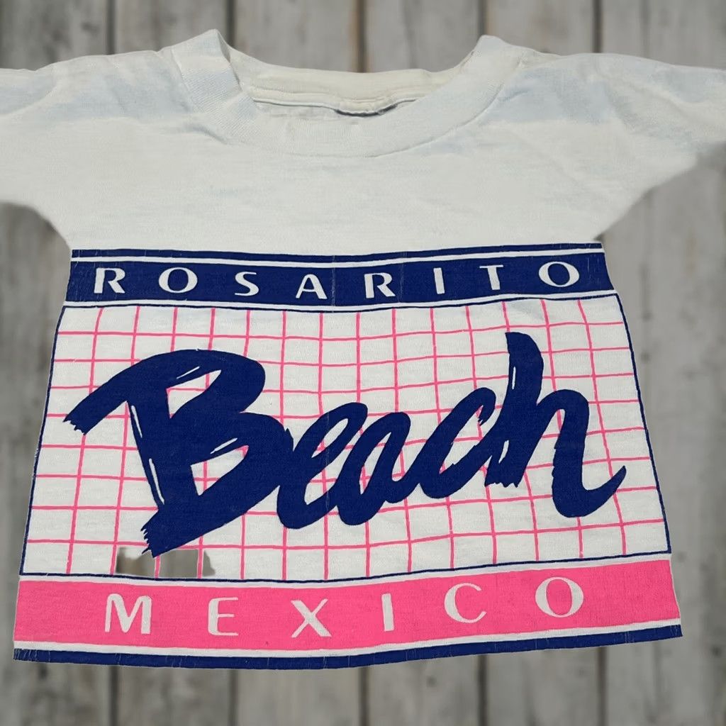 Vintage VINTAGE Rosarito Beach Mexico Single Stitch Spring Break Bright Neon T Shirt XL Unisex White 1990s Graphic Tee Sportswear/Beach Mens Womens Size US XL / EU 56 / 4 - 1 Thumbnail