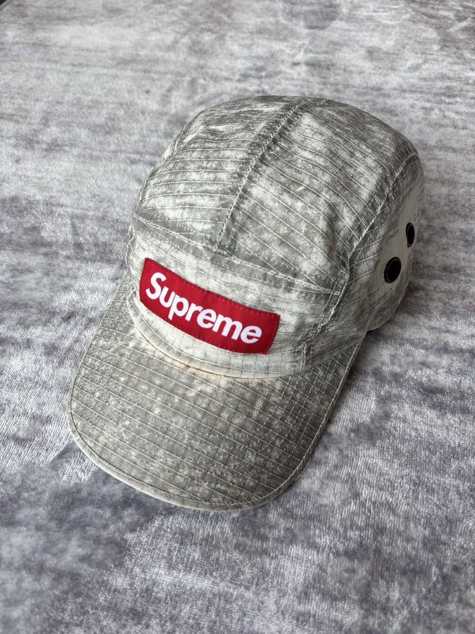 Supreme Distressed Ripstop Camp Cap Stone