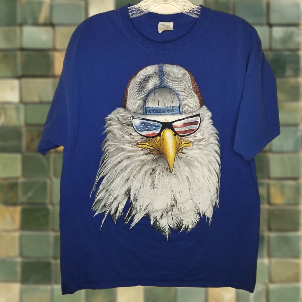 Fruit Of The Loom VINTAGE Fruit of the Loom T-Shirt Eagle Graphic Blue Patriotic Large Men L Clothing Shirt Mens Size US L / EU 52-54 / 3 - 1 Thumbnail