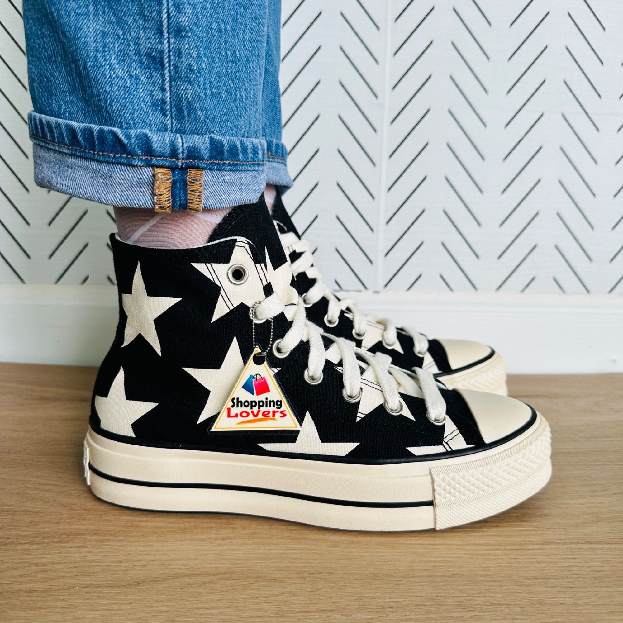 Converse ⭐Converse Chuck Taylor All Star Lift Platform Hi Large Stars Size US 7 / IT 37 - 5 Thumbnail