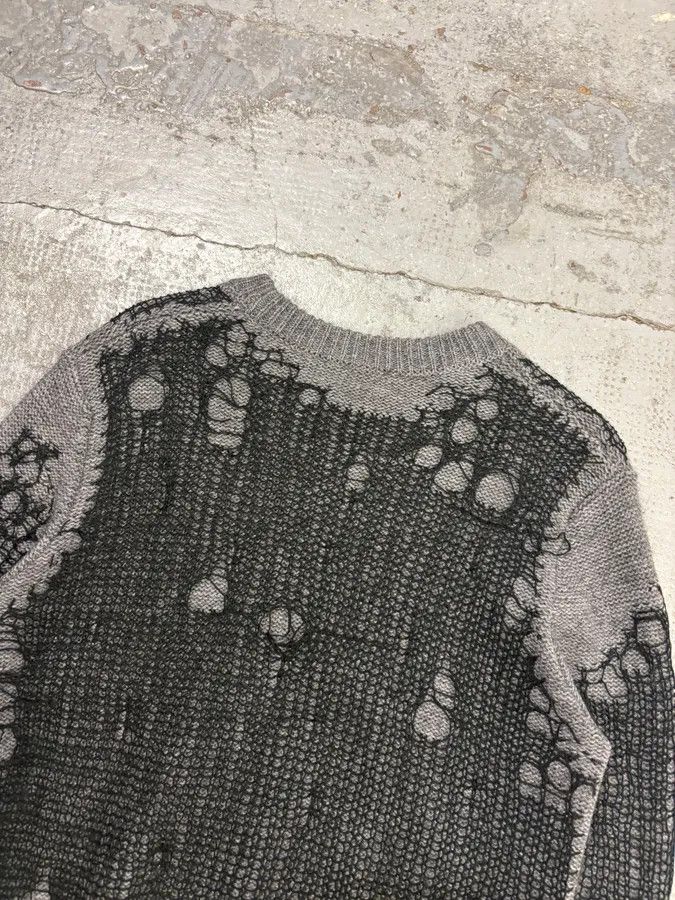 Diesel Diesel Grey Wool Net Distressed Sweater Size US M / EU 48-50 / 2 - 6 Thumbnail