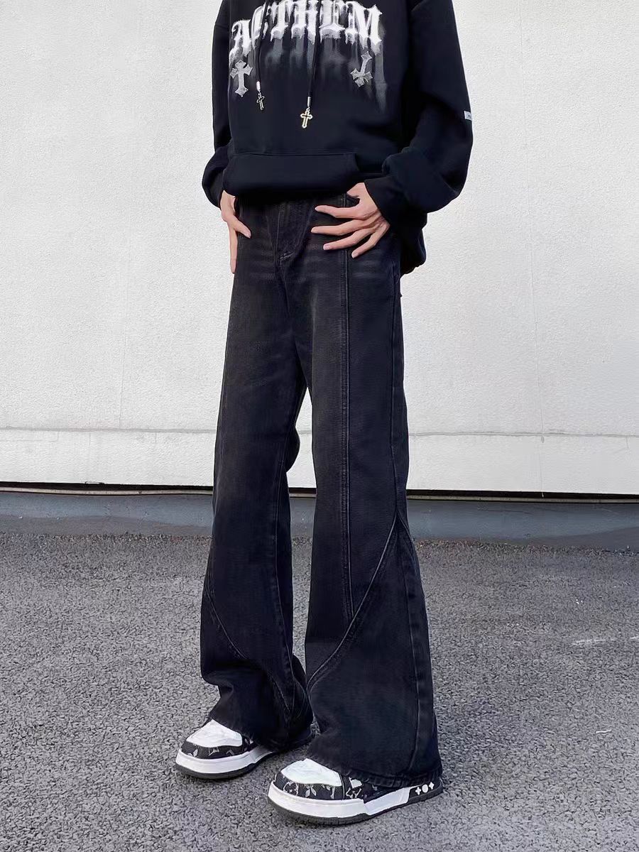 Designer × Jean × Vintage High Street Vintage Washed Spliced Micro Flare Jeans Size US 34 / EU 50 - 5 Thumbnail