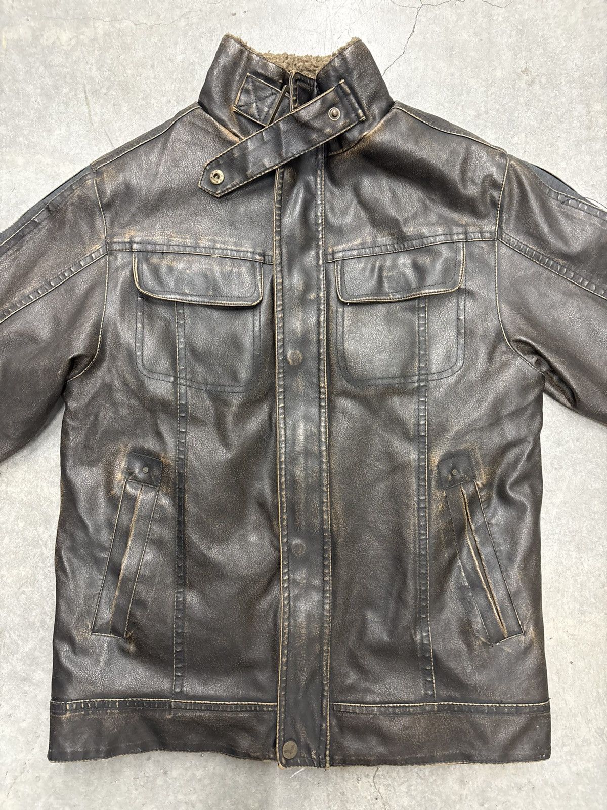 Other Hawke & Co Faux Leather Jacket Distressed Sherpa Size 10/12 Size S / US 4 / IT 40 - 2 Thumbnail