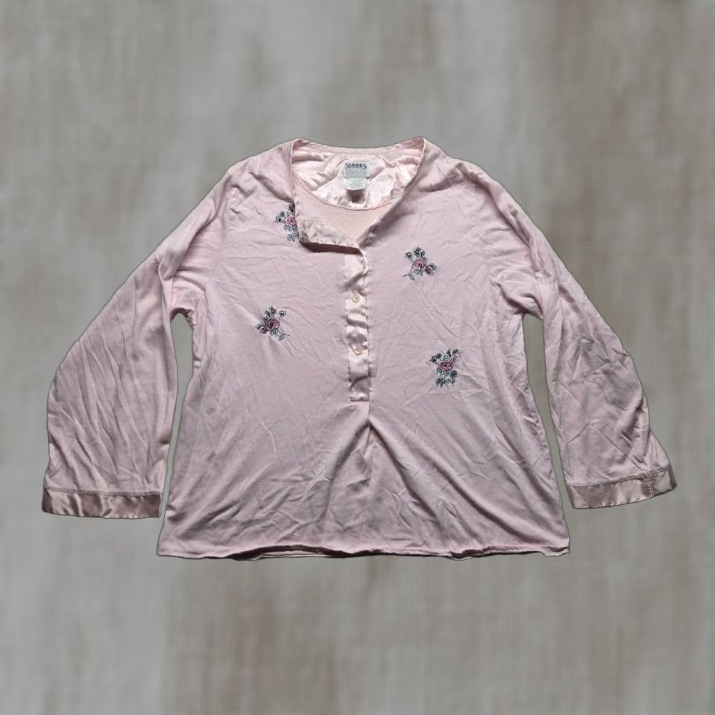 Vintage Secret Treasures Pink Long Sleeve Pajama Shirt Women's Large Size L / US 10 / IT 46 - 1 Thumbnail