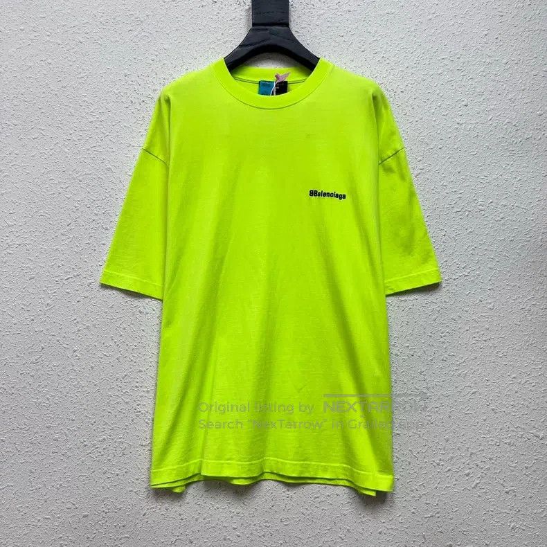 Balenciaga Balenciaga Double B Embroidery Logo Neon Yellow Short Slee Size US L / EU 52-54 / 3 - 1 Thumbnail