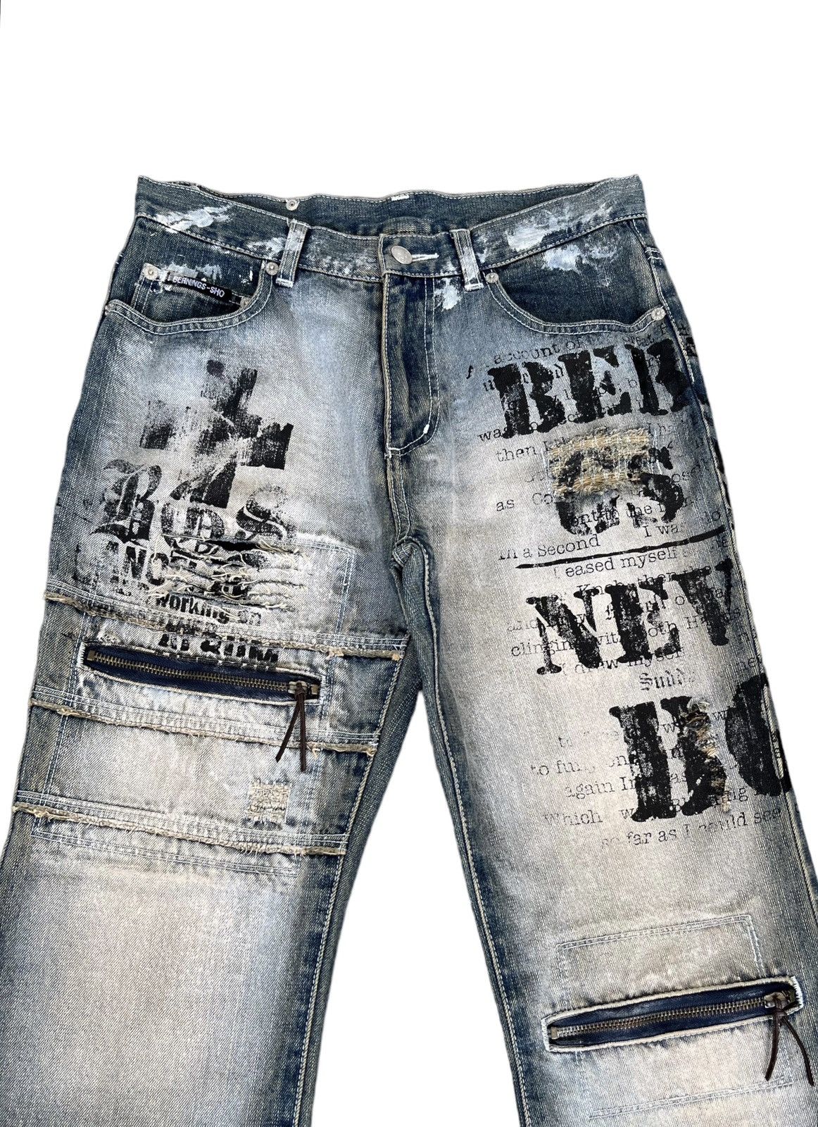 BERNINGS SHO FLARE🔥BERNINGS-SHO Distressed Seditionaries Bondage Zippers Size US 29 - 2 Thumbnail