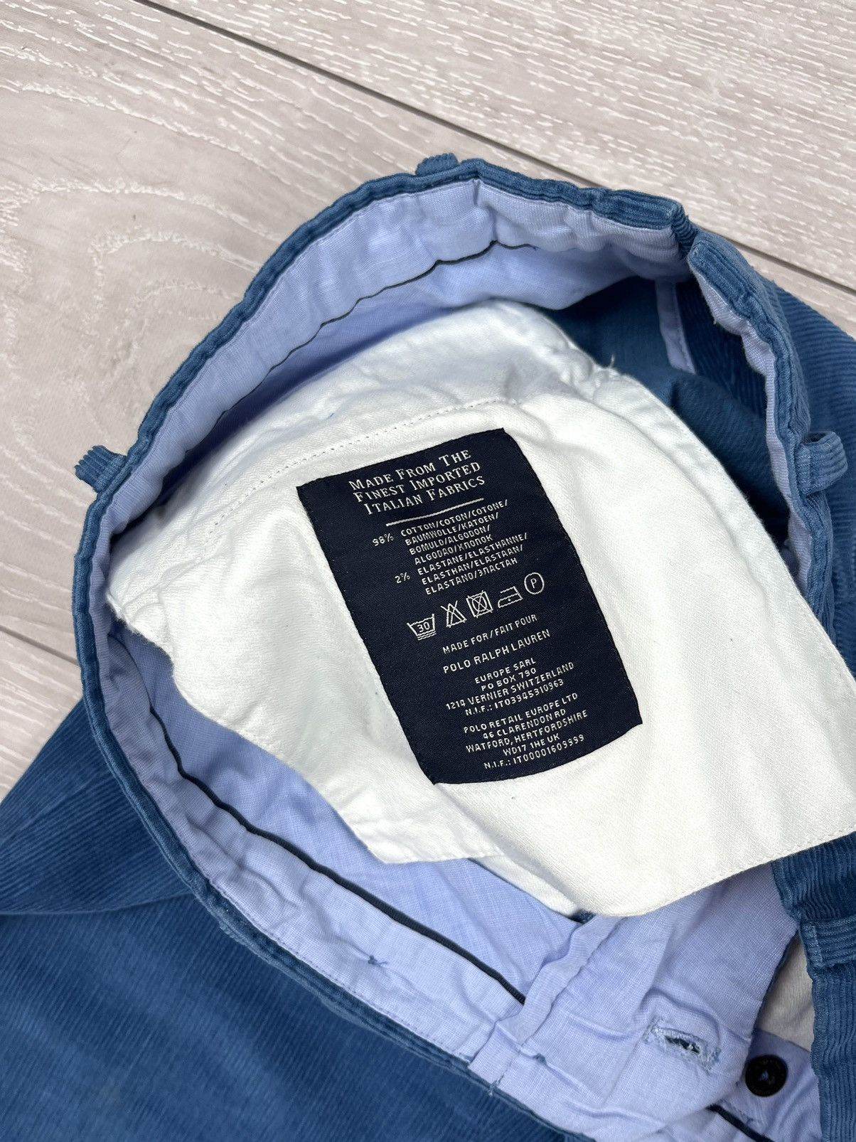 Polo Ralph Lauren Polo Ralph Lauren European Tailoring Blue Corduroy Pants Size US 31 - 10 Thumbnail