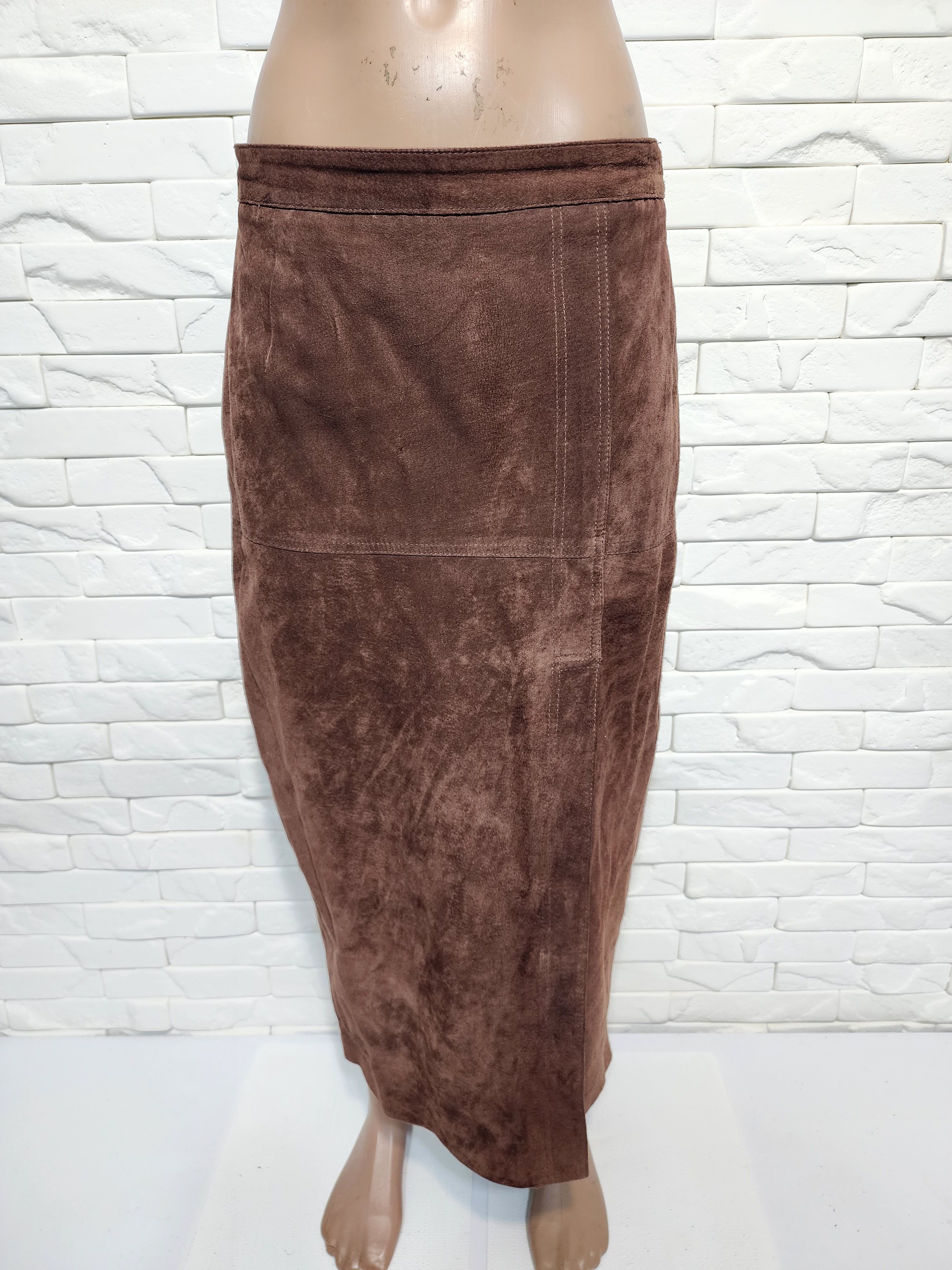Genuine Leather Brown Suede Leather Skirt Size 30" / US 8 / IT 44 - 1 Thumbnail