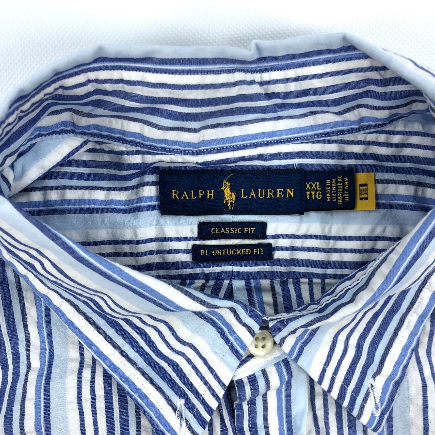 Ralph Lauren Ralph Lauren Shirt Mens XXL Prepster Classic Fit Seersucker Blue Stripe Casual/Office/Travel Button-Up Short Sleeve Size US XXL / EU 58 / 5 - 4 Thumbnail